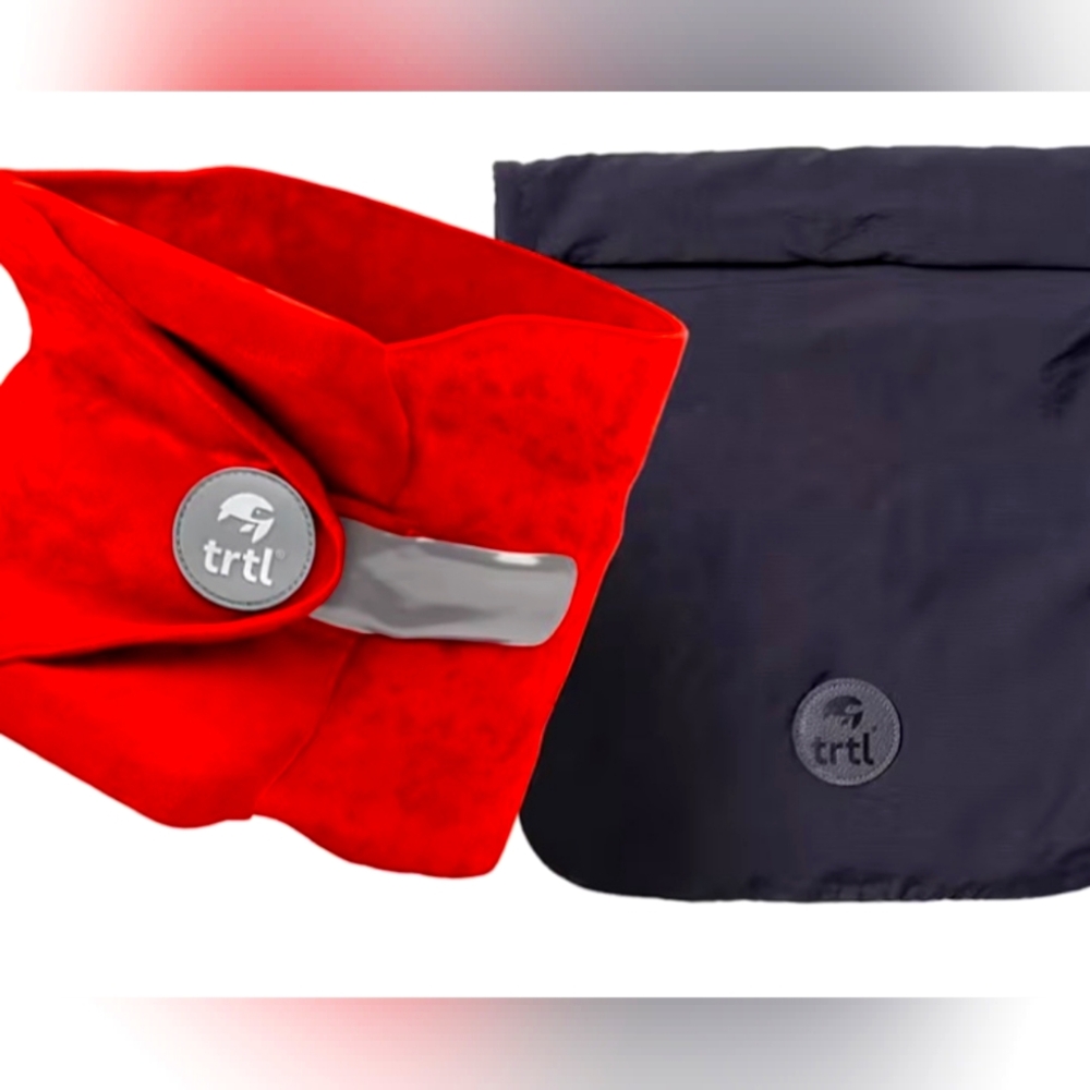 Trtl Red Travel Pillow with Black Case